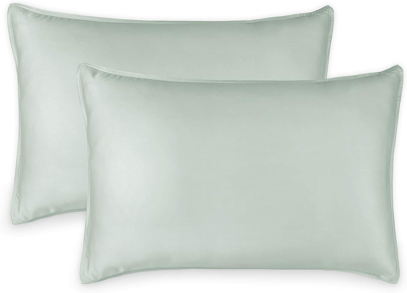 Queen Pillowcases by Pure Bamboo – Genuine 100% Organic Viscose Derived from Bamboo, Luxuriously Soft & Cooling, Double Stitching, Envelope Closure (2 Queen Pillowcases, Sea Glass)