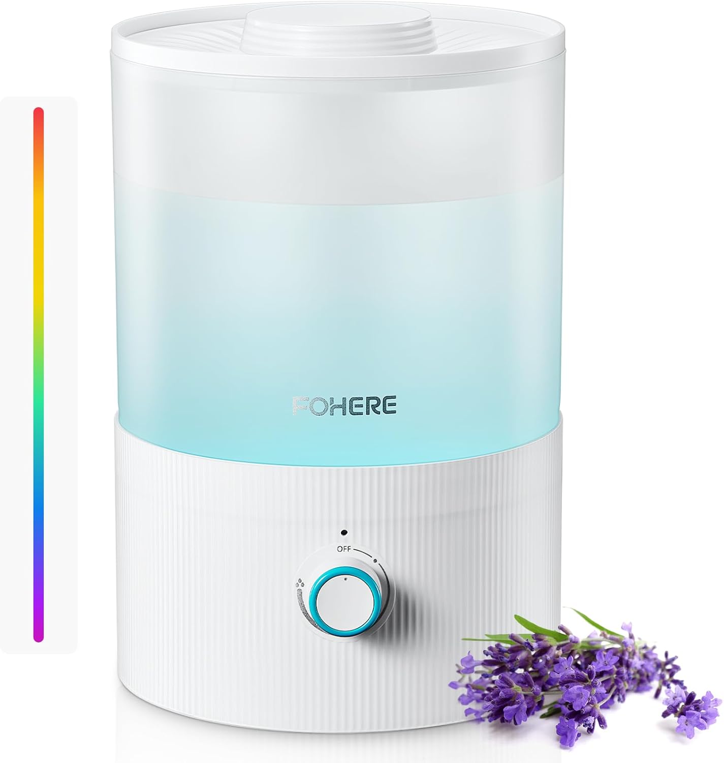 FOHERE Humidifiers for Bedroom, 3.2L Top Fill Cool Mist Ultrasonic Humidifier for Baby Rooms and Plants, 2-IN-1 Essential Oil Diffuser with 7-color Light and Auto Shut-off, BPA-Free, Quiet, White