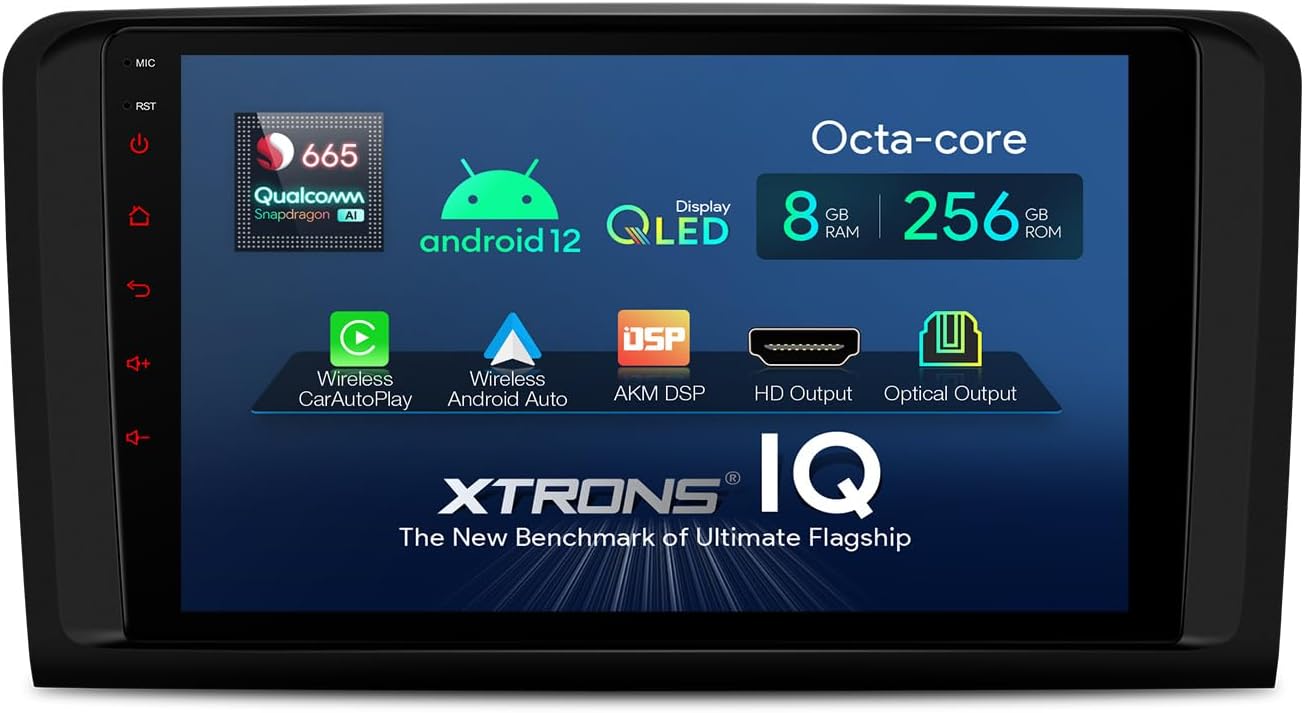 XTRONS Car Stereo for Mercedes Benz ML W164 X164, Android 13 Qualcomm Octa Core 8GB+256GB Car Radio, 9 Inch QLED IPS Touch Screen GPS Navigation for Car Bluetooth Head Unit DSP Car Play Android Auto