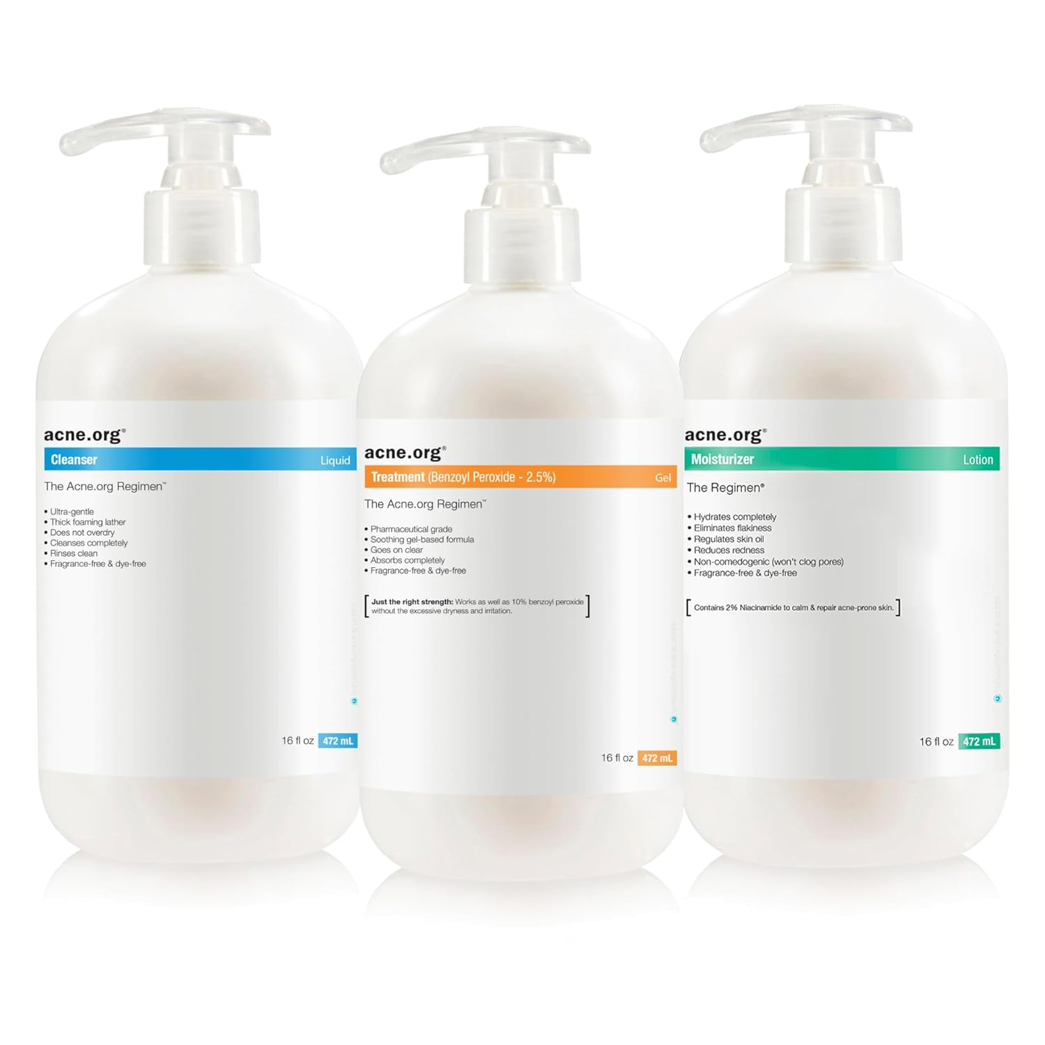 The Regimen Kit 16 oz. – Acne.org Complete 3 Step Acne Treatment Kit