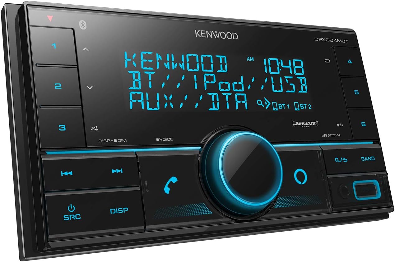 Kenwood DPX304MBT Double DIN in-Dash Digital Media Receiver with Bluetooth (Does not Play CDs) | Mechless Car Stereo Receiver | Amazon Alexa Ready – Black