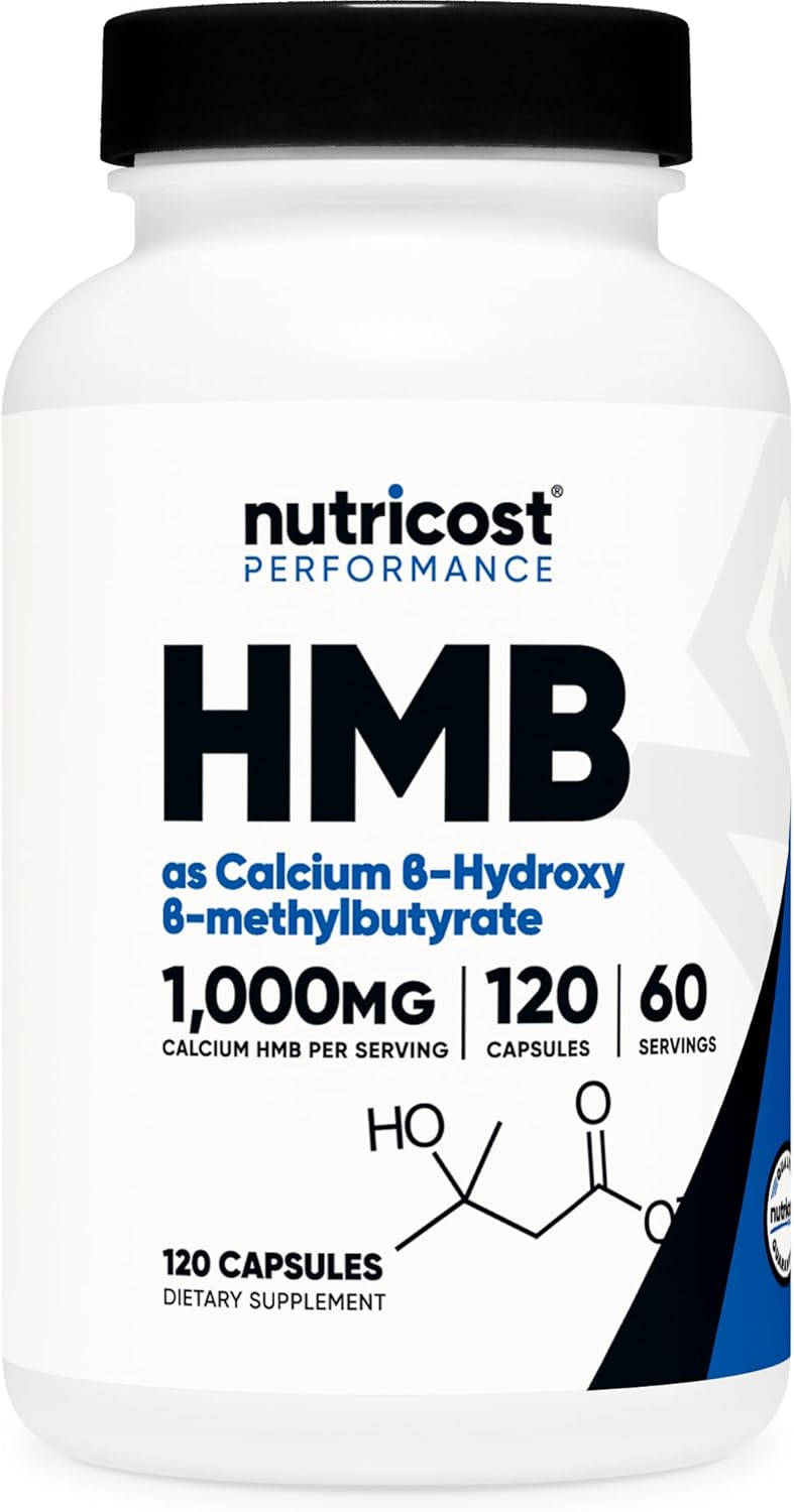 Nutricost HMB (Beta-Hydroxy Beta-Methylbutyrate) 1000mg (120 Capsules) – 500mg Per Capsule, 60 Servings – Gluten Free and Non-GMO