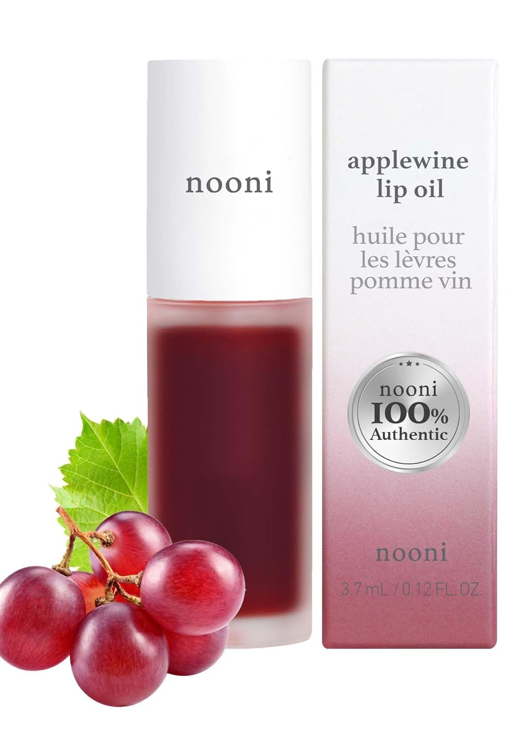 NOONI Korean Lip Oil – Applewine | Moisturizing, Softening and Tinting for Dry Lips with Apple Seed Oil, Long Lasting, Glass Skin Look, 0.12 Fl. Oz. (Deep Red)