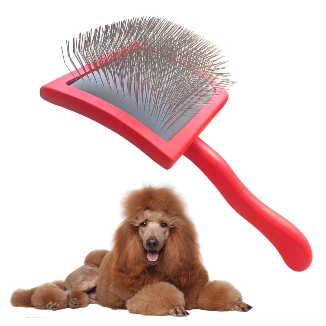 Professional Large Slicker Brush for Dogs (Goldendoodles, Labradoodles, Poodles, Golden Retrievers and more) Pet Grooming Brush with Long Stainless steel Pins for Dematting