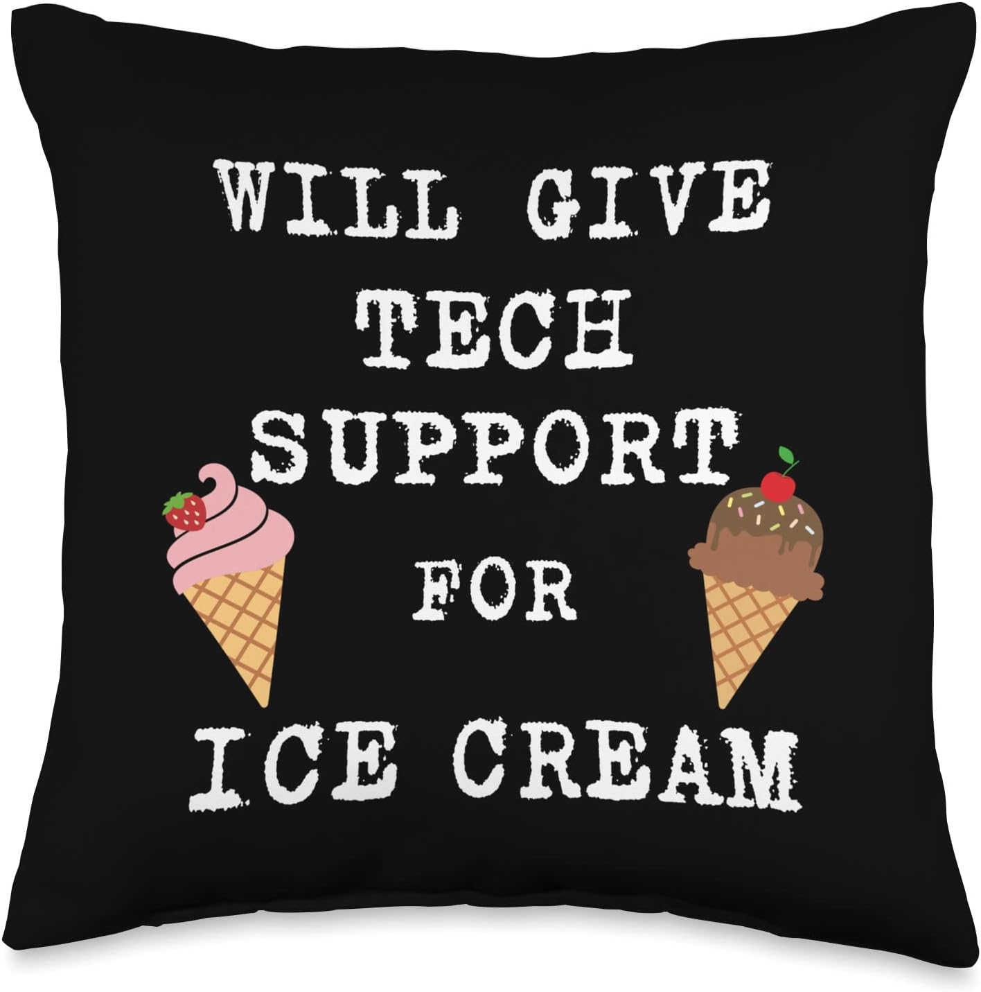 Technical Advice for Ice Cream Computer Funny Tech Support Throw Pillow, 16×16, Multicolor