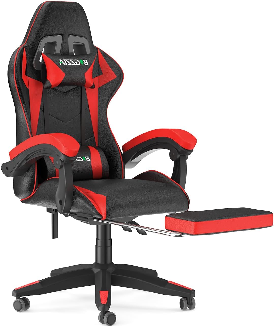 Gaming Chair with Footrest, Ergonomic Computer Racing Chair Reclining High Back for Adults, Adjustable Swivel Recliner Video Game Chair with Backrest and Lumbar Support(Black/Red)