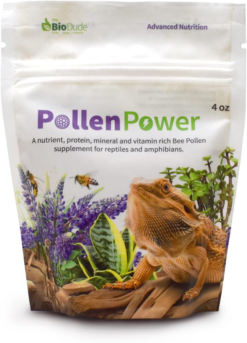 The Bio Dude Pollen Power 4 oz – Premium Bee Pollen Supplement – Great for Bearded Dragons, Tortoises and other herbivores/omnivores