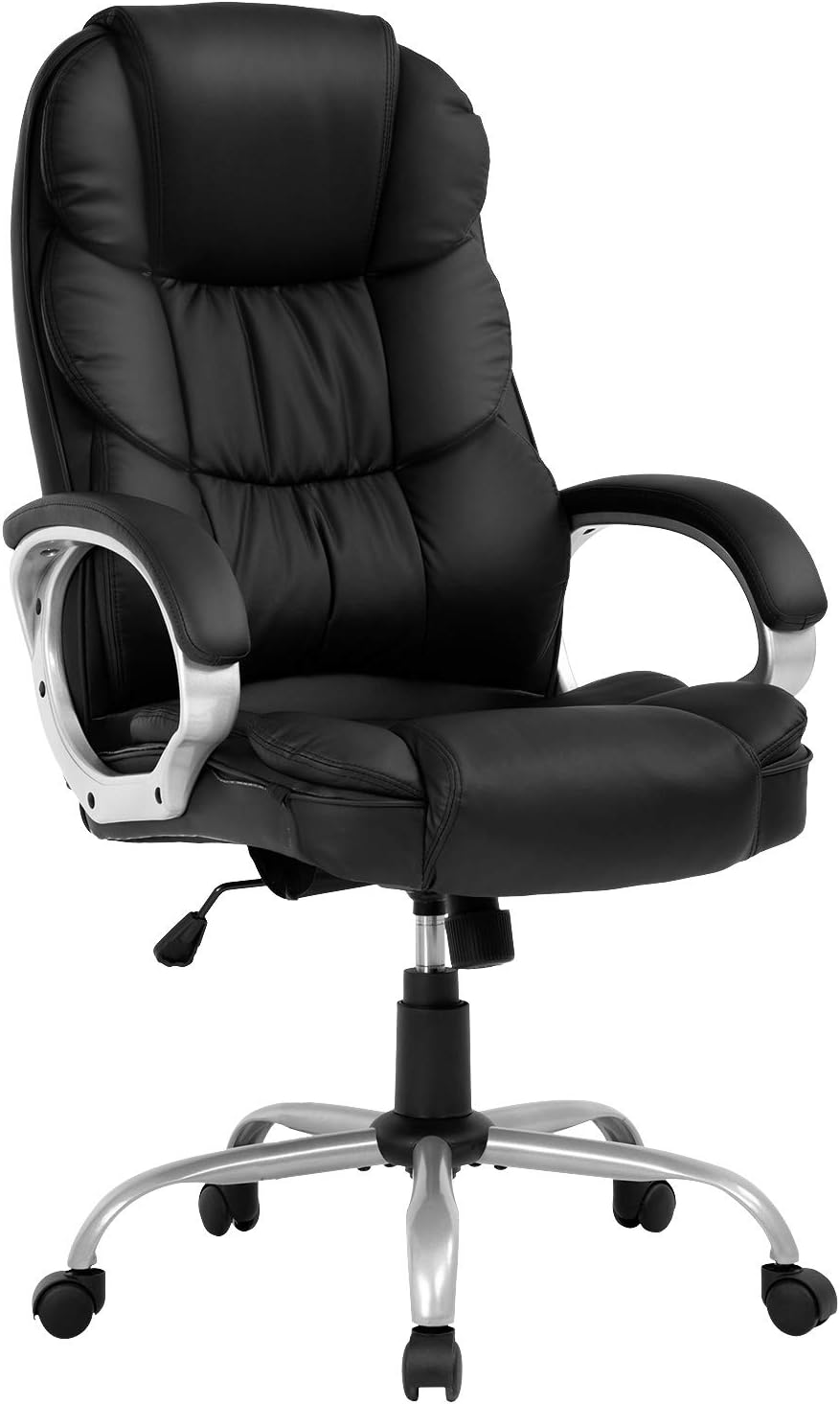 Ergonomic Office Chair,Computer Desk Chair High Back PU Leather Executive Rolling Task Adjustable Chair with Lumbar Support Headrest Armrest Swivel Chair, Black