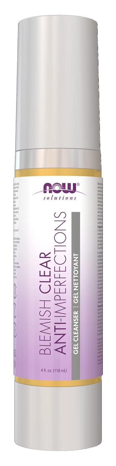 NOW Foods Solutions, Blemish Clear Gel Cleanser, Gentle Deep Cleansing, Cleans Pores, Purify, 4-Ounce