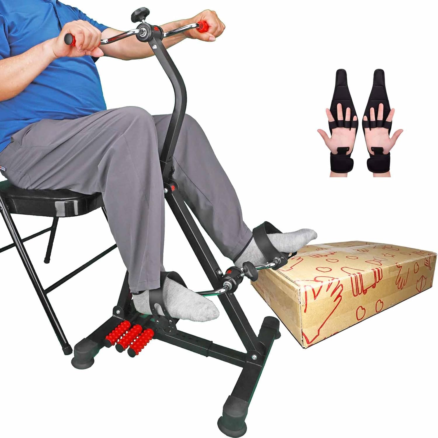 Pedal Exerciser Bike Hand Arm Leg and Knee Peddler Adjustable Fitness Equipment for Seniors, Elderly Home Dual Pedal Exercise Bike for Total Body – Great Gift for Elderly Rehab