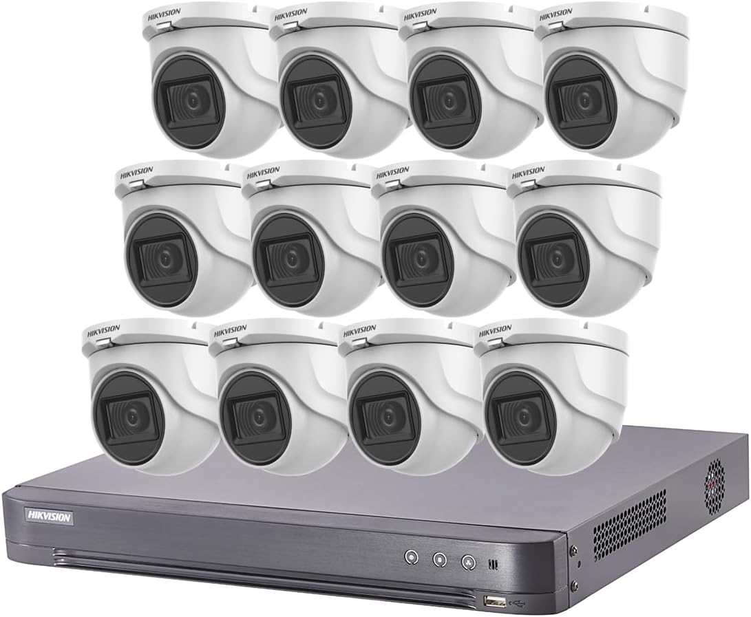 Hikvision T7216U4TA12 5MP TurboHD Kit 16ch Hybrid DVR with 4TB HDD + 5MP Analog Turret Cameras with 2.8mm Fixed Lens