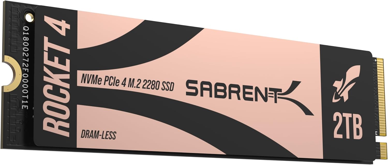 SABRENT Rocket 4 2TB PCIe 4.0 NVMe SSD – 7400MB/s Read, 6400MB/s Write, Gen4 SSD for Desktops, Laptops, and PS5, High-Speed Performance with Low Heat, for Gaming and System Builders (SB-RKT4L-2TB)