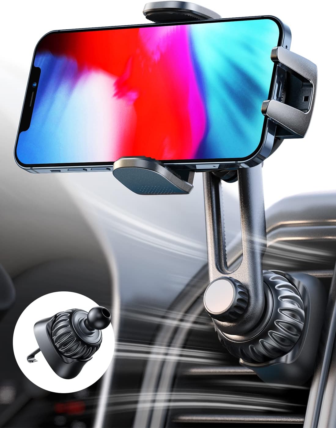 LISEN Phone Mount for Car [Enjoy Never Blocking] Universal Cell Phone Holder Car [Easily Install] Car Phone Holder Mount for Car [2 Mounting Options] Compatible for iPhone 14 13 Samsung All Phone