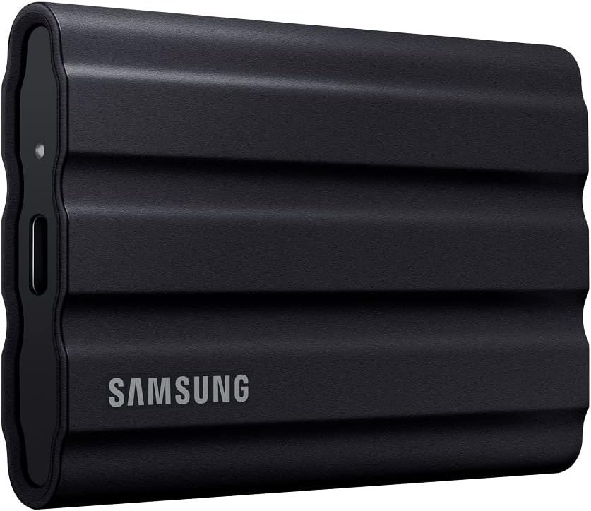 SAMSUNG T7 Shield 2TB, Portable SSD, up-to 1050MB/s, USB 3.2 Gen2, Rugged,IP65 Water & Dust Resistant, for Photographers, Content Creators and Gaming, Extenal Solid State Drive (MU-PE2T0S/AM), Black