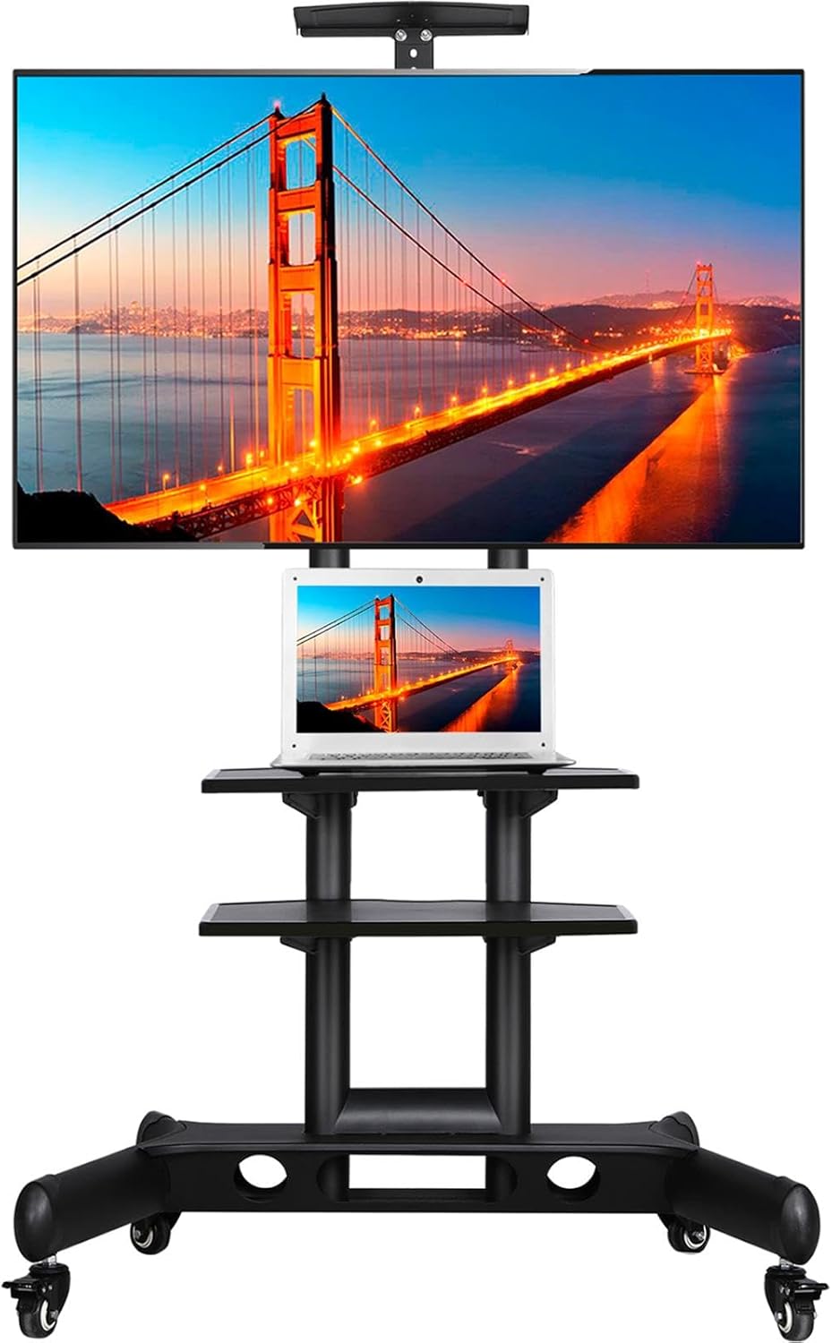 Yaheetech Mobile TV Stand with Wheels, Adjustable Rolling TV Cart for 32 to 75 inch LCD LED Screen TV w/Storage Shelves and Heavy Duty Base, Holds up to 110 Lbs, Max VESA 600x400mm