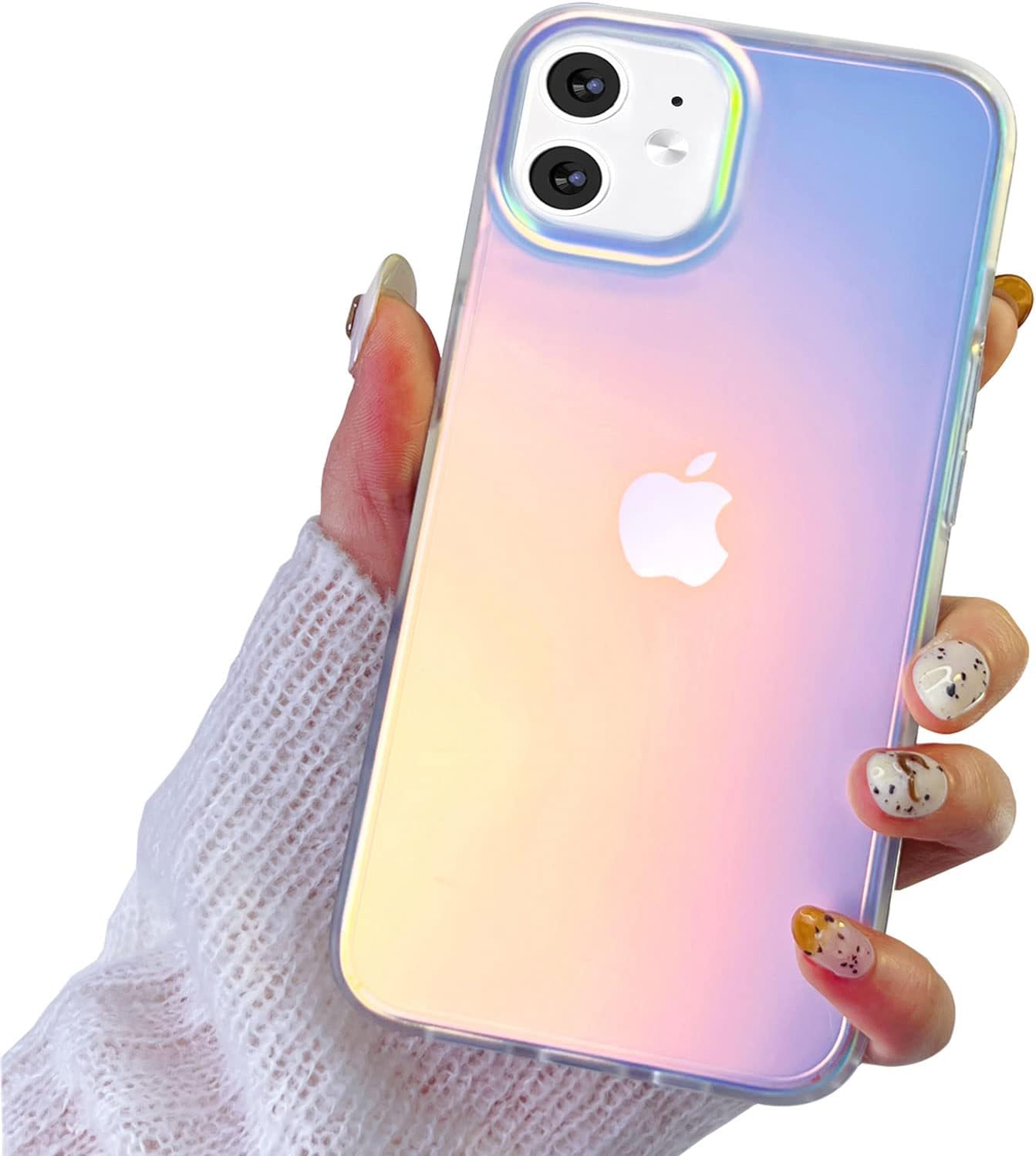 I-MGAE-IN-AR Compatible with iPhone 12 Case for iPhone 12 Pro 6.1 inch，Frosted Laser Glitter Bling Women Girls, High-Grade TPU and Hard PC Shockproof Unique Aesthetic Design Phone Hard Case