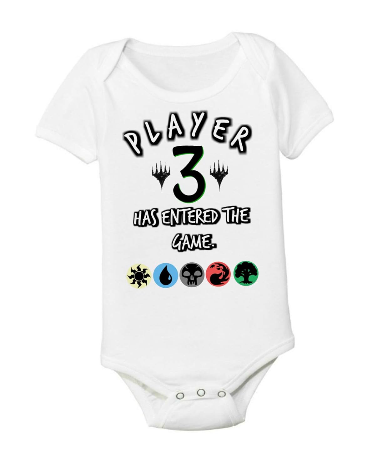 Magic Nerd Baby Onesie MTG Funny Bodysuit Player 3 Has Entered the Game PlanesWalker Gathering First Nerdy Outfit PLAYER3M