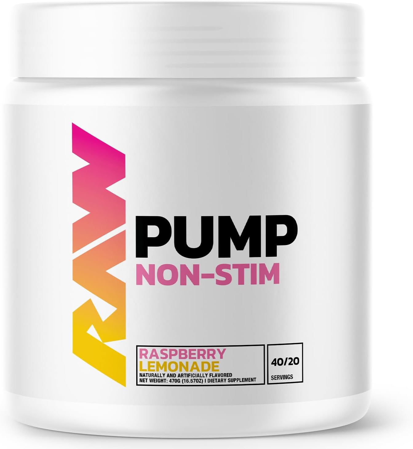 Pump a” Non-Stim Pre-Workout a” Raspberry Lemonade (16.57 oz./40 Servings)