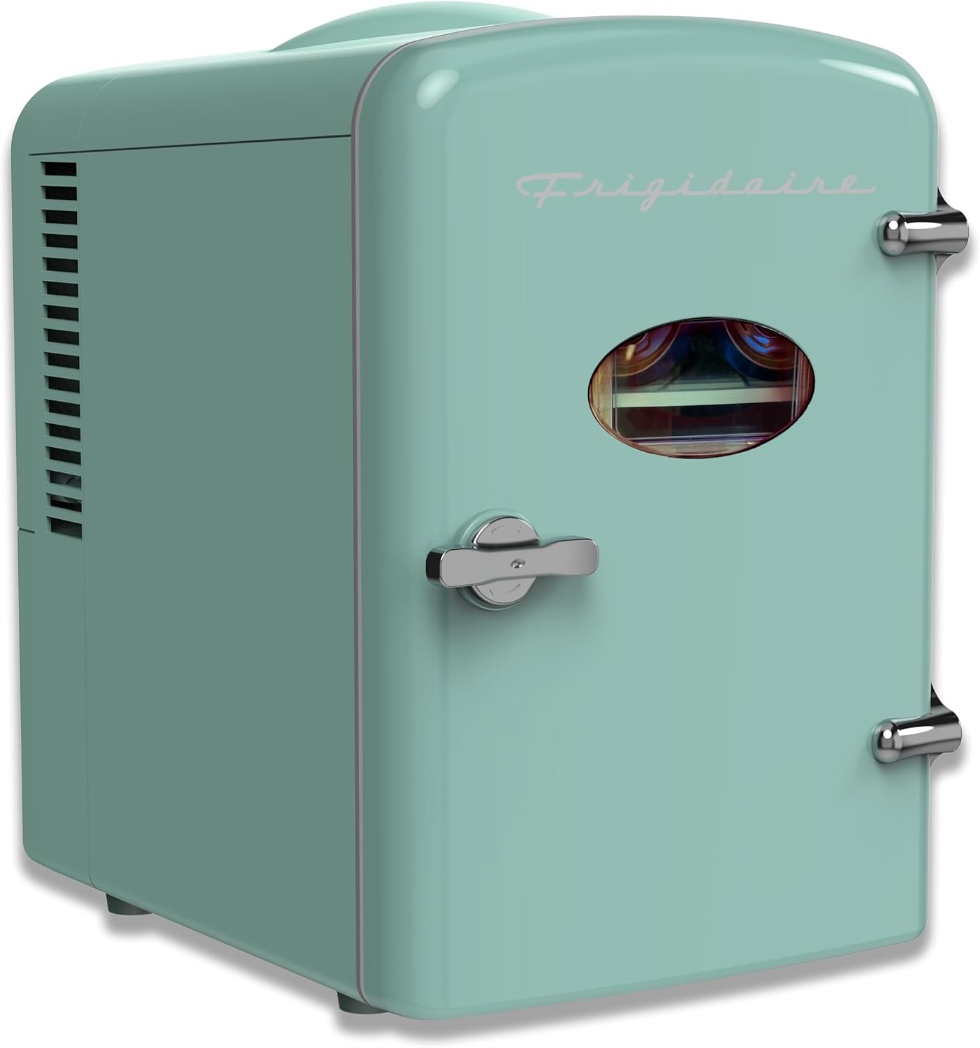 Frigidaire EFMIS129-MINT Mint Mini Personal Fridge Cooler, 1 Gal Capacity fits Six Cans, Includes Plugs for Home Outlet & DC Charger-9.84″ D x 7.09″ W x 10.35″ H, standard