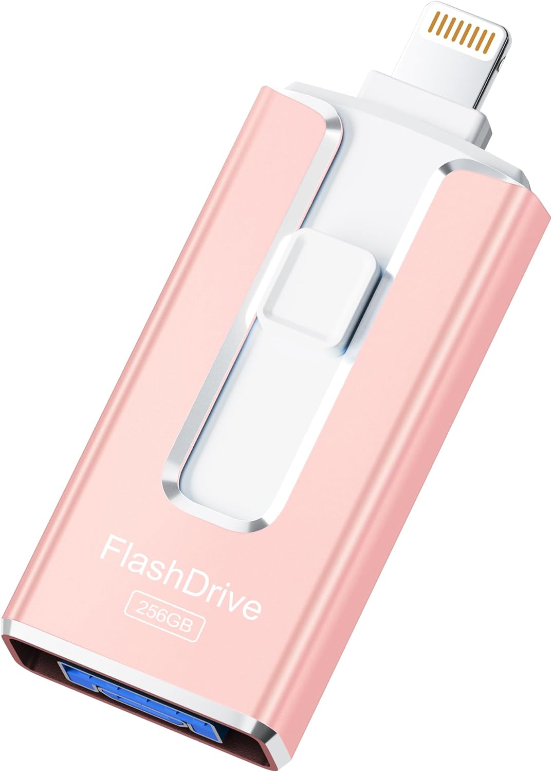 MFi Certified 256GB Flash Drive for iPhone iPad, Photo Stick for External Memory Storage, Easily Back Up and Save Photos Videos, 4 in 1 USB Memory Stick Thumb Drive for iPhone/iPad/Android/PC (Pink)