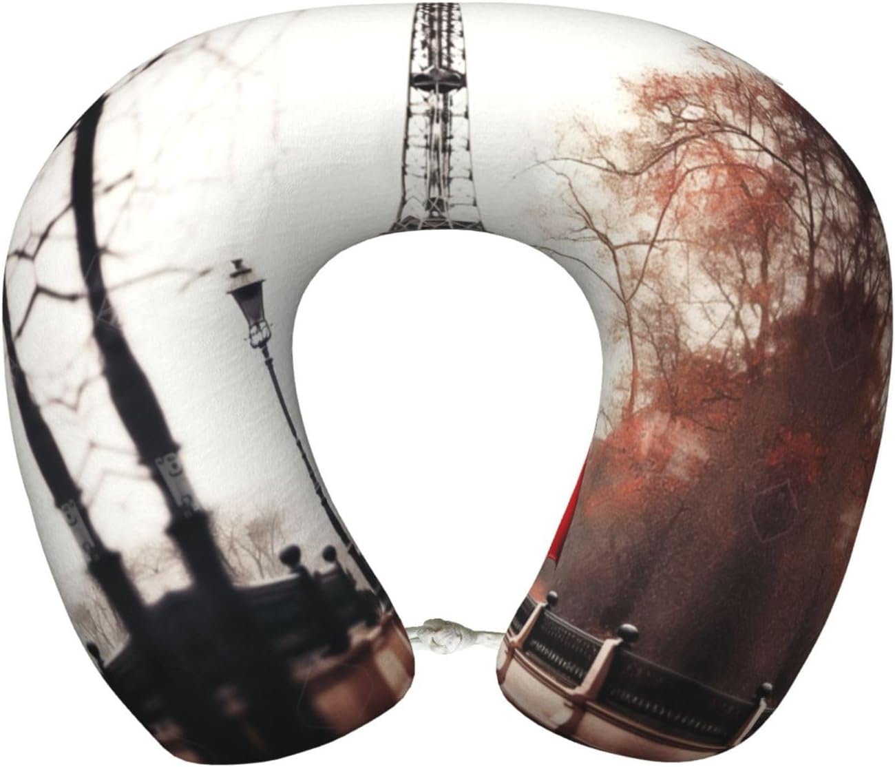 Eiffel Tower with Red Umbrella Print Airplane Pillow, Cervical Pillow for Comfort,Lightweight for air Travel Self Driving Cars