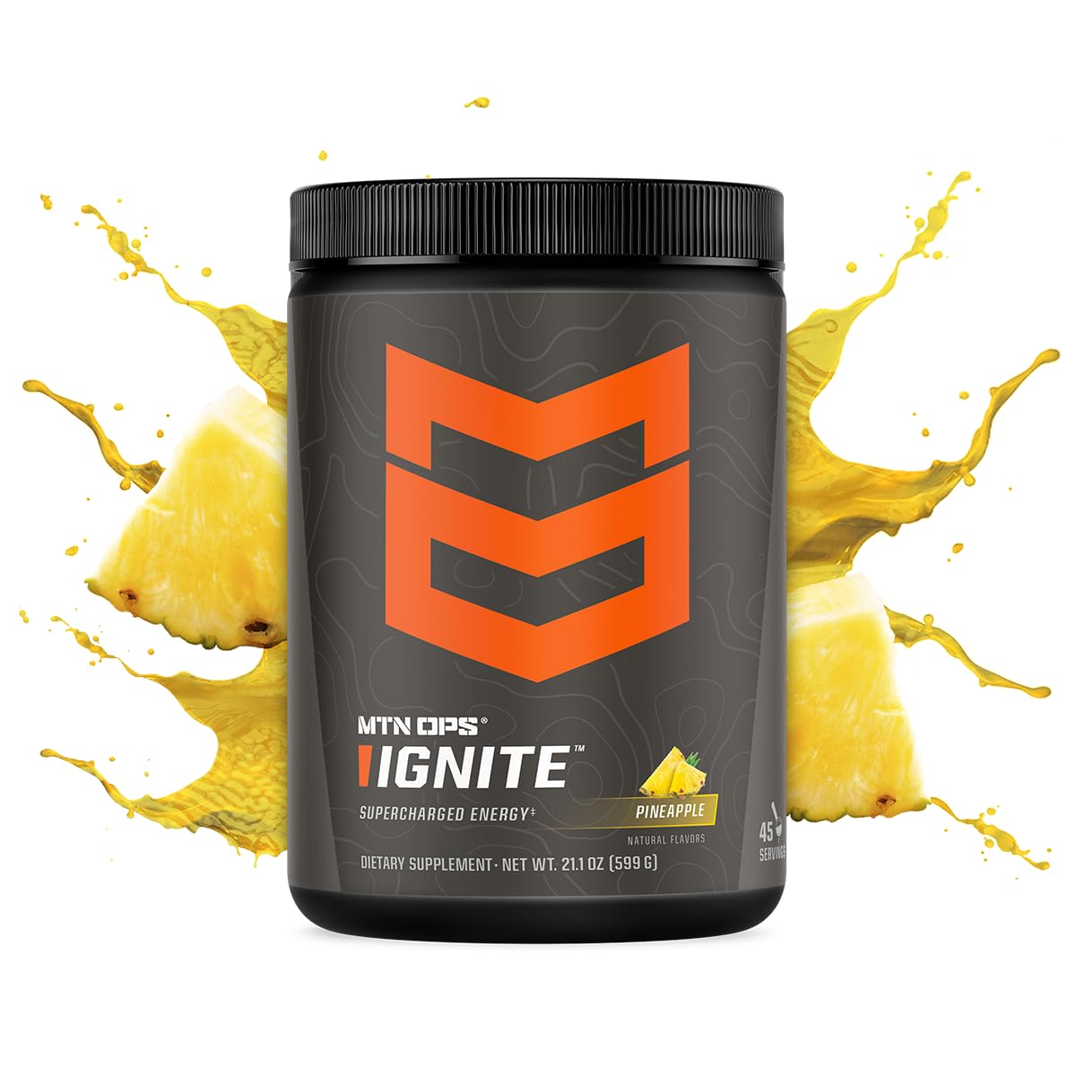 MTN OPS Ignite Supercharged Energy Drink Mix 45-Serving Tub, Pineapple Crush