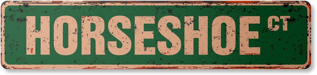 HORSESHOE Vintage Plastic Street Sign signs horseshoes game player trophy | Indoor/Outdoor | 18″ Wide