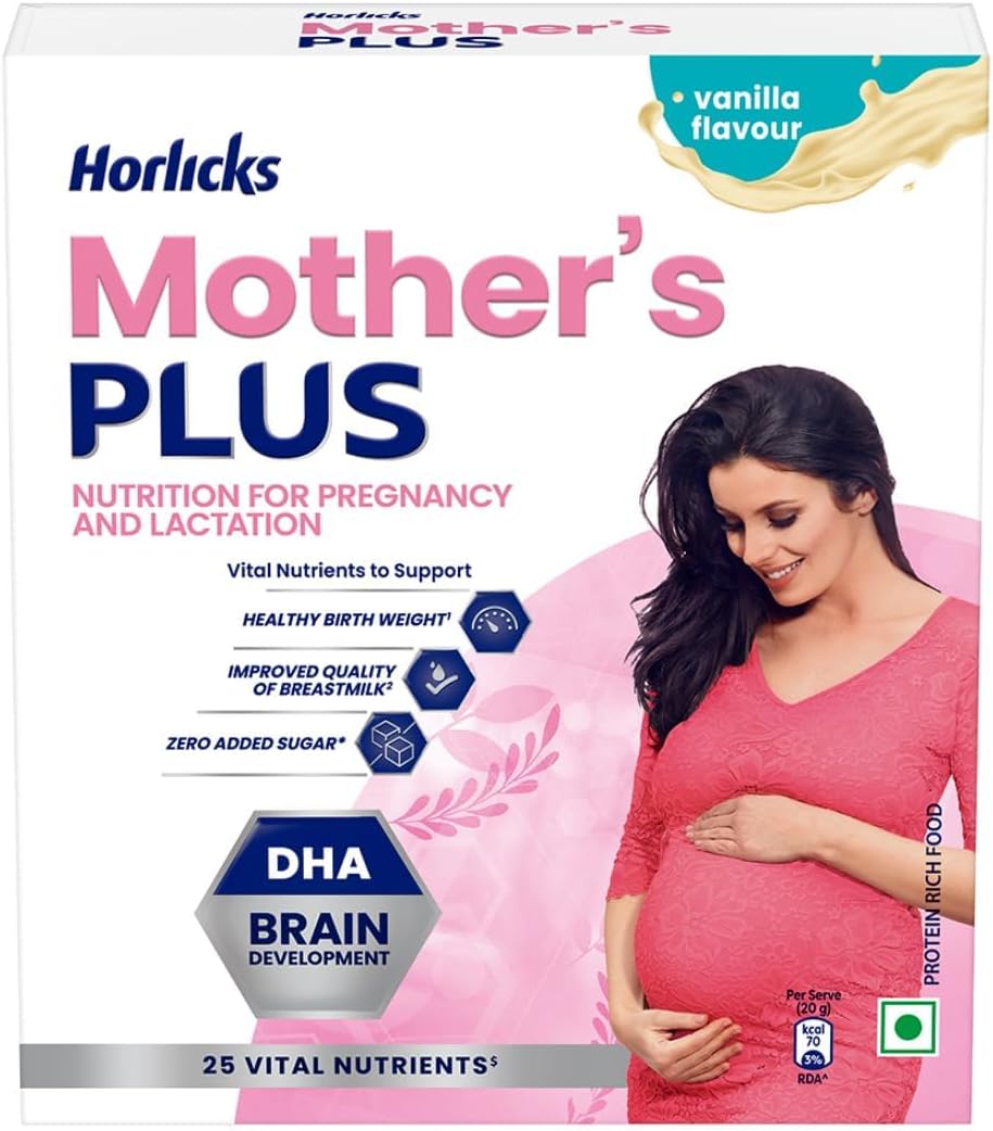 Mother’s Plus Vanilla 200g Refill, No Added Sugar | Protein Powder for Pregnancy, Breastfeeding | Health Drink with DHA for Brain Development