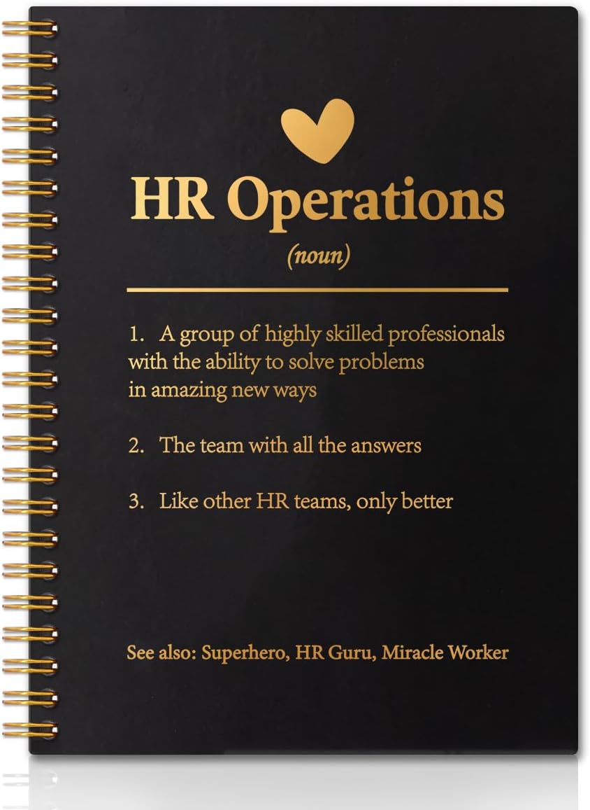 HR Operations Gold Foil Hardcover 160 Pages Spiral Notebooks, Inspirational Gift for HR, Human Resources Gifts, Leaving Thank You Gift for HR Worker, Birthday Christmas Gift for Coworker