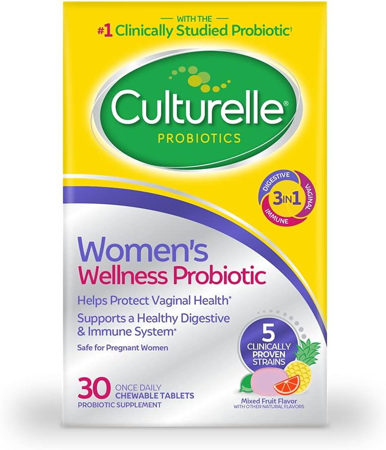 Culturelle Women’s Wellness, Daily Chewable Probiotics for Women – Supports Digestive, Vaginal and Immune Health, Occasional Diarrhea, Gas & Bloating – Non-GMO – 30 Count