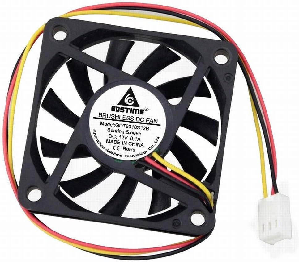 GDSTIME 60mm Fan, 12V 3PIN 60mm x 60mm x 10m Brushless Computer Case and CPU Cooler