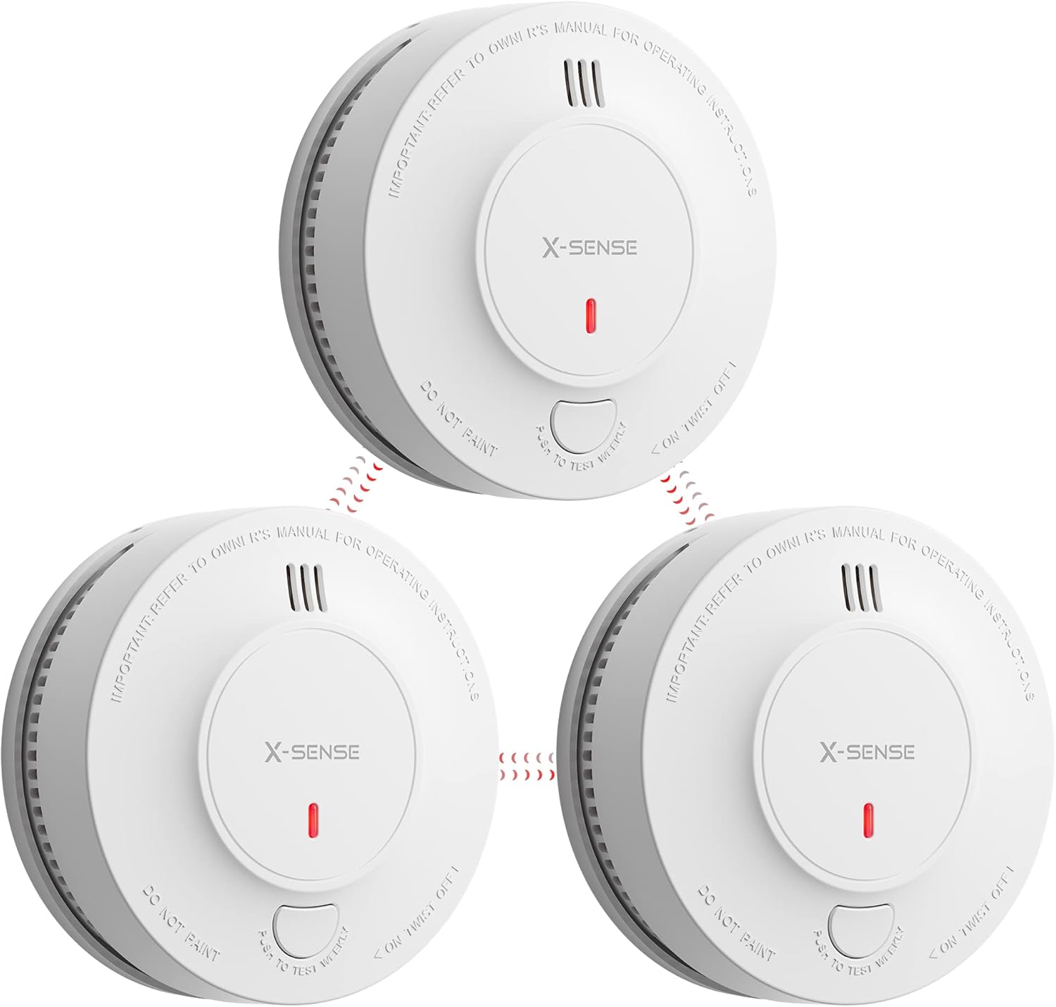 X-Sense 10-Year Battery Wireless Interconnected Smoke Detector Fire Alarm with Over 820 ft Transmission Range, SD19-W, 3-Pack