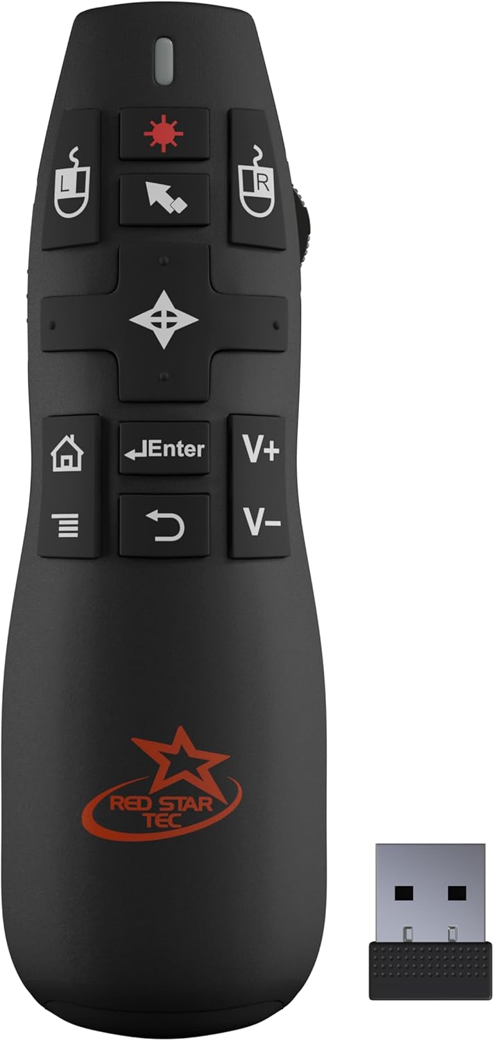 Wireless Powerpoint Presentation Remote Clicker and Keynote Presenter with Wireless Mouse (PR-820) from Red Star Tec