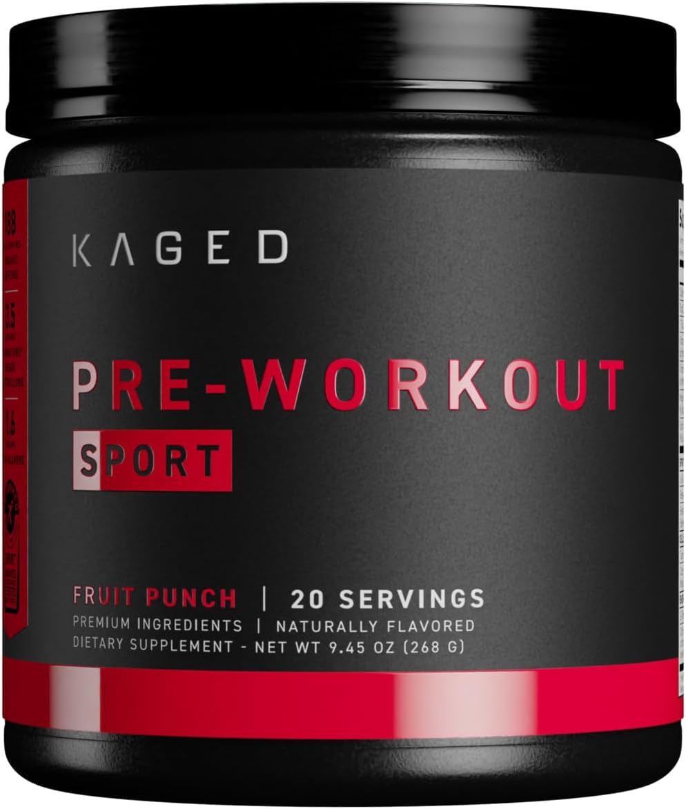 Kaged Pre-Kaged Sport Pre Workout Powder | Fruit Punch | Energy Supplement for Endurance | Cardio, Weightlifting Sports Drink | 20 Servings