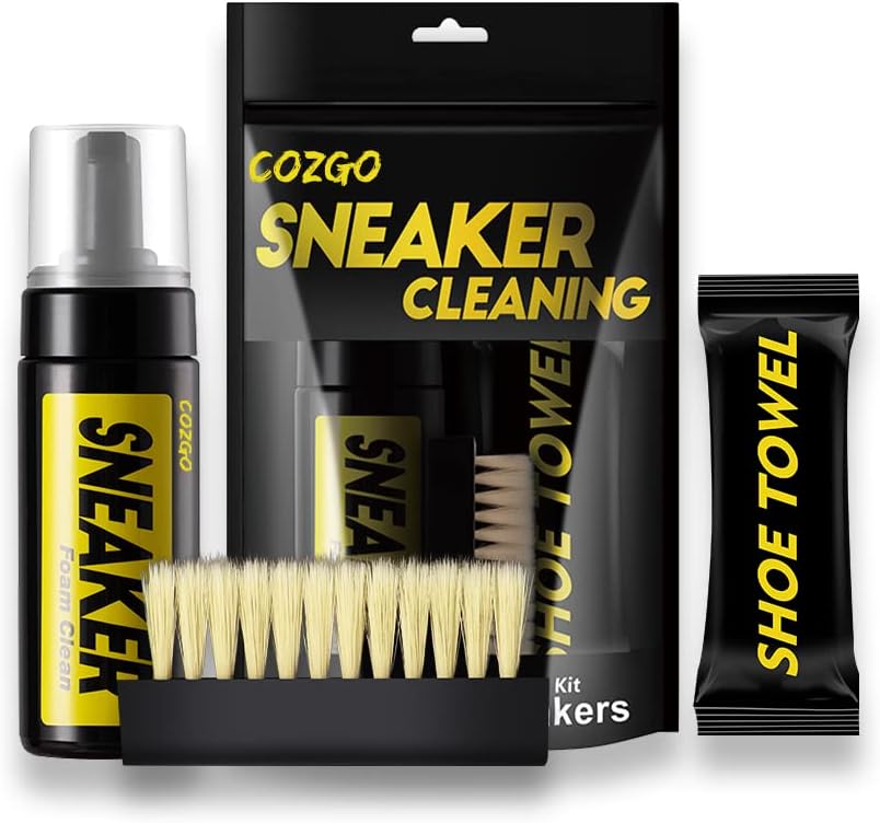 COZGO Shoe Cleaner Kit for Sneaker, Water-Free Foam Sneaker Cleaner 5.3Oz with Shoe Brush and Shoe Cloth,Work on Most Shoes