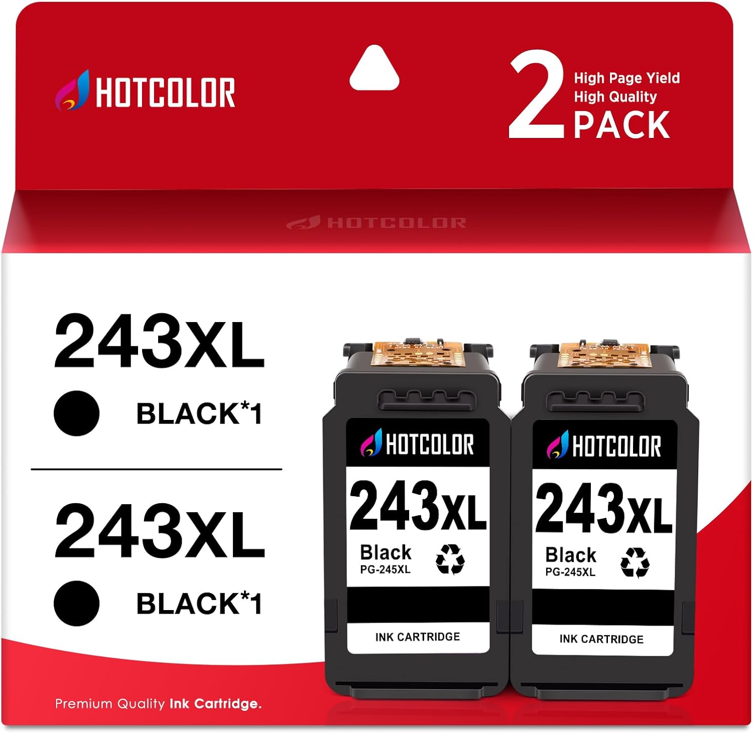 PG-243 Black Ink Cartridges Replacement for Canon 243 Black Ink for Canon 243 and 244 Ink cartridges for Canon MG2522 TR4520 MX492 TS202 TS3322 TR4500 TS3122 MG2500 TR4522 MX490(2 Black)