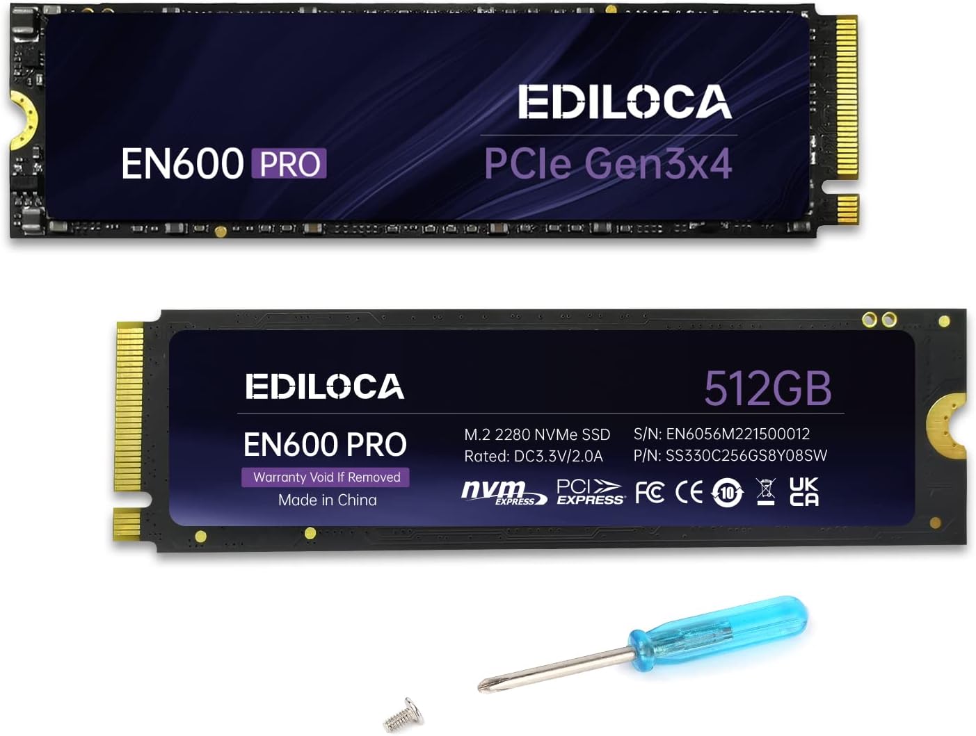 EN600 PRO SSD 512GB PCle 3.0×4, NVMe M.2 2280, Up to 3200MB/s, Internal Solid State Drive, SLC Cache 3D NAND TLC, Graphene Cooling Sticker, Storage for PC, Desktop and Laptops