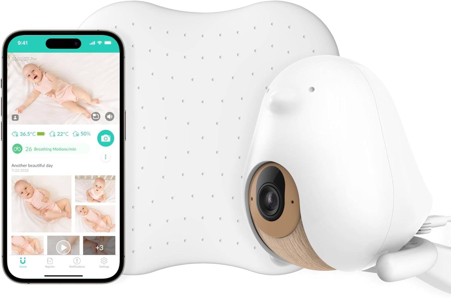 Cubo Ai Sleep Safety Bundle – Includes 1080p HD Night Vision Cubo Ai Plus Smart Baby Monitor with 3-Stand Set & Sleep Sensor Pad | Proactive AI Safety Alerts, Sleep Analytics & Micro Motion Detection