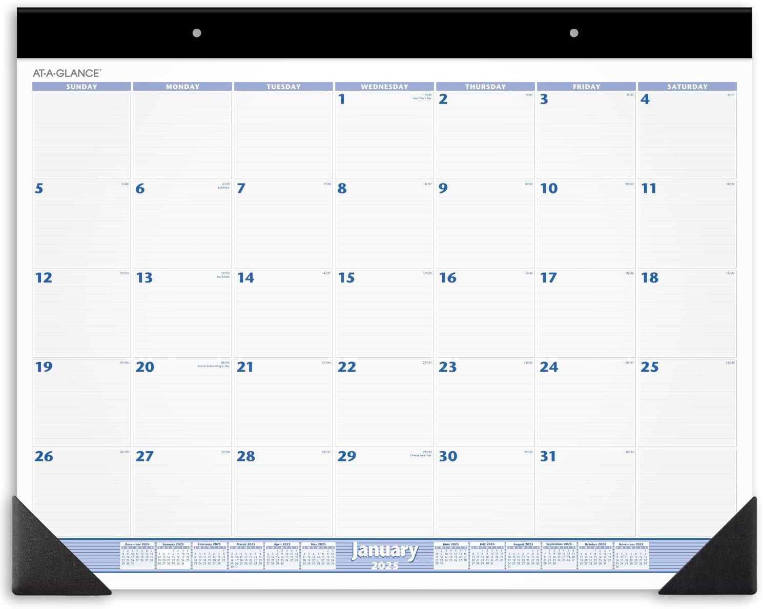 AT-A-GLANCE 2025 Desk Calendar, Monthly, Desk Pad, 24″ x 19″, Jumbo, Blue/Gray (SW2300025)