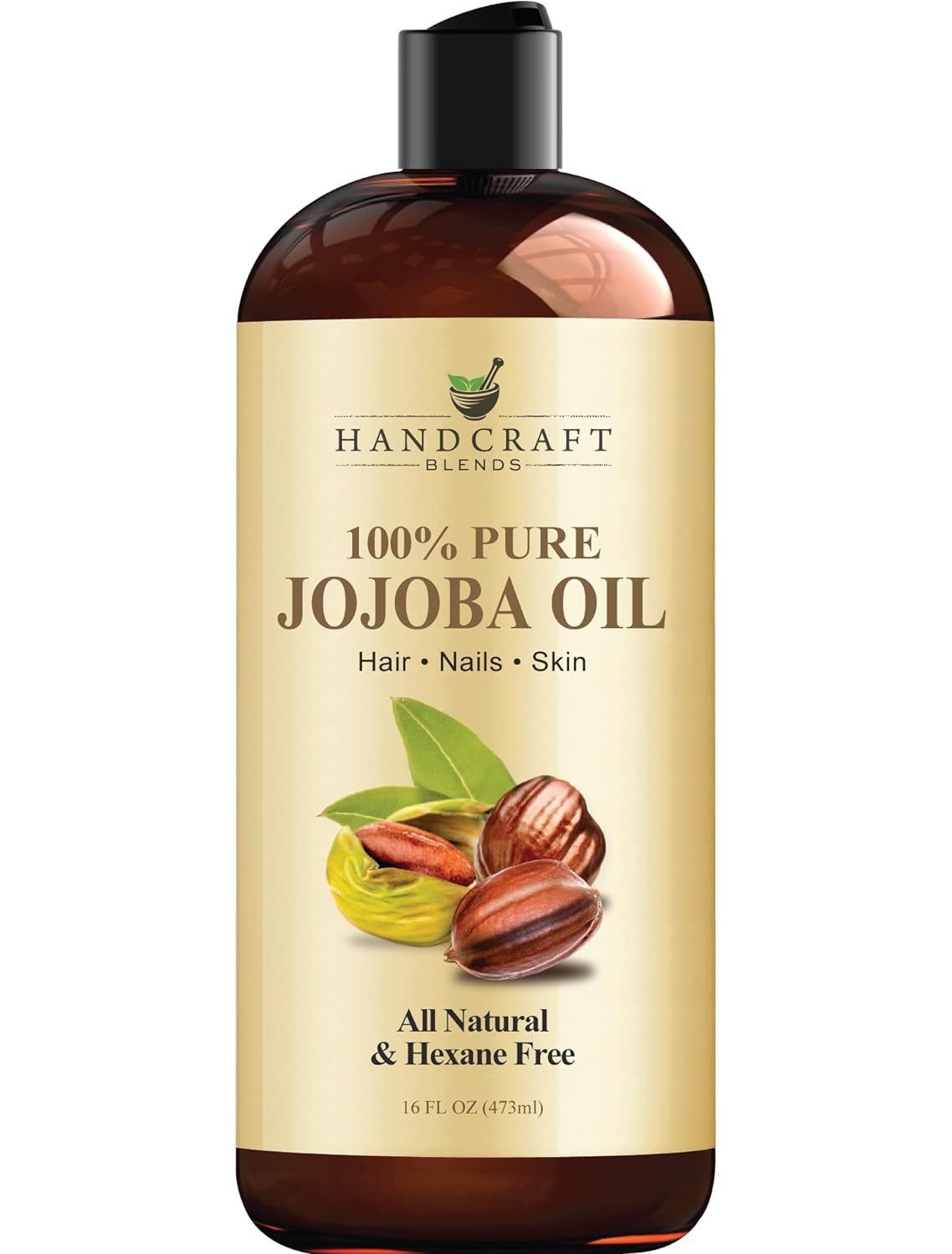 Handcraft Blends Jojoba Oil – 16 Fl Oz – 100% Pure and Natural – Premium Grade Oil for Skin and Hair – Anti-Aging Oil – Cold-Pressed and Hexane-Free – Hair Relaxer for Tight Curls