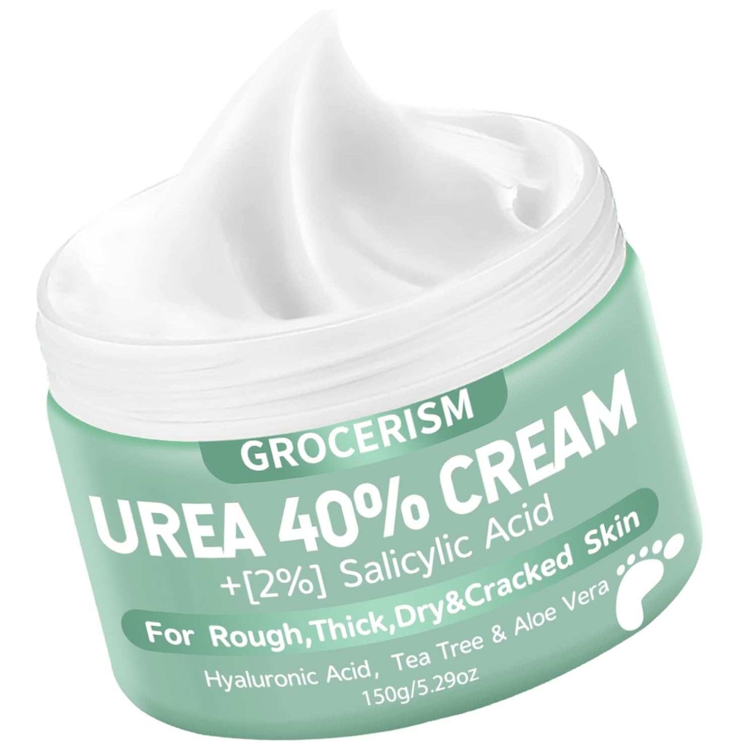 Urea Cream 40 Percent For Feet Plus 2% Salicylic Acid 5.29 oz || Foot Cream and Hand Cream Maximum Strength with Hyaluronic Acid,Tea Tree,and Aloe Vera For Deep Moisturizes,Callus Remover