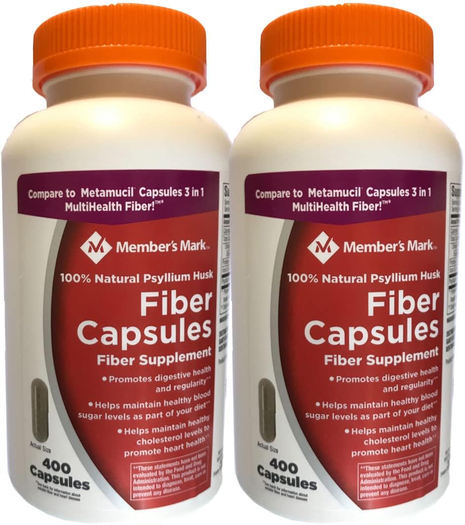 Member’s Mark Fiber Capsules 2Pack (400 Count) Psyllium Husk is The #1 Doctor-Recommended Fiber Supplement.