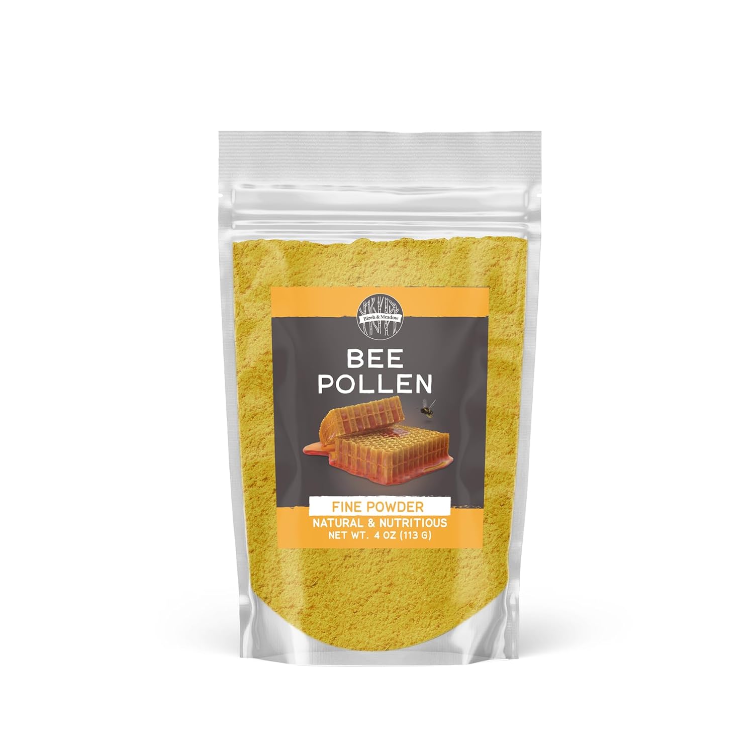 Birch & Meadow Bee Pollen Powder, Natural & Nutritious, Slightly Sweet Taste, Oatmeal & Cereal (4 Ounce)