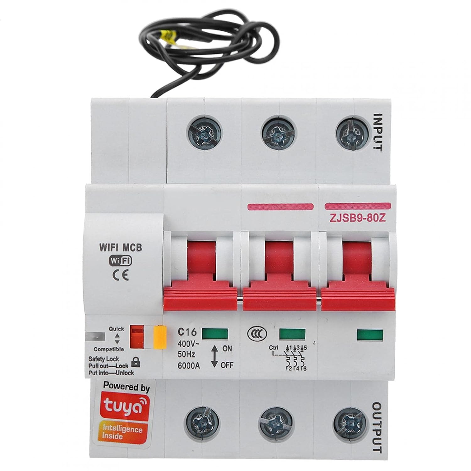 Smart Circuit Breaker, AC220V PA66-DSM Flame Retardant Shell Phone APP Remote Switch (3P 16A)