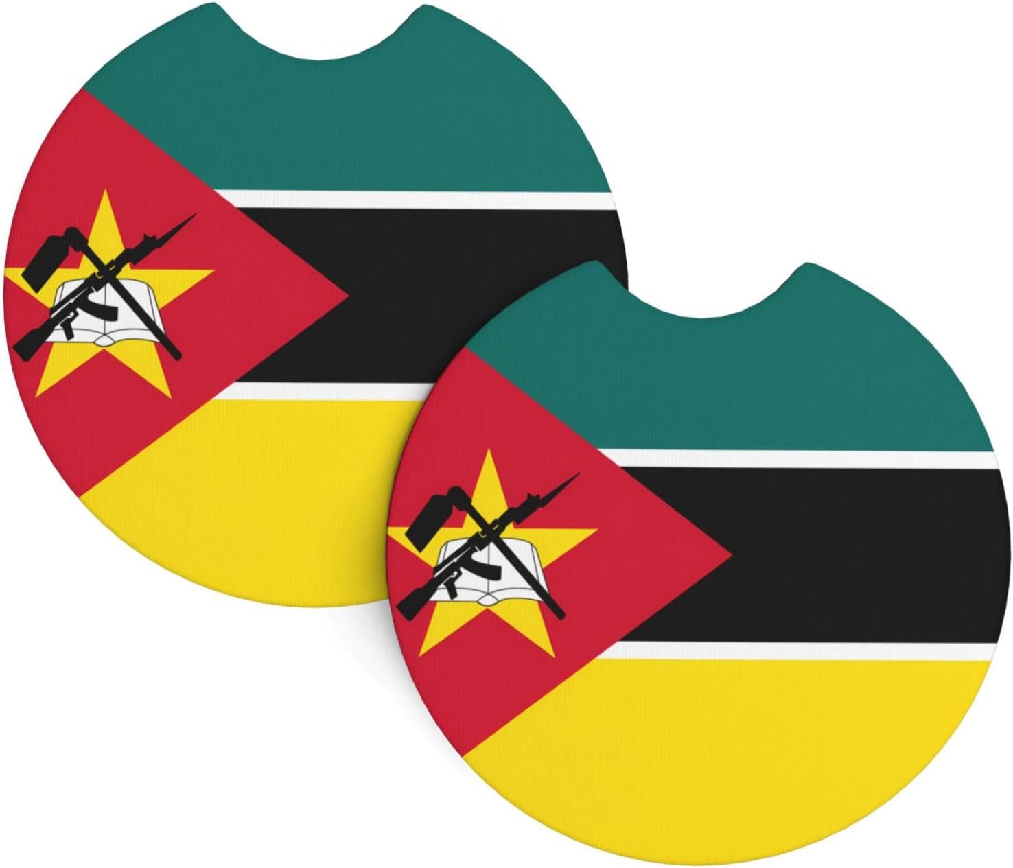 Phayah Flag of Mozambique Car Coasters 2 Pack Protect Your Cup Holder Suitable for Daily Life and Outdoor Self-Driving New Car Gift