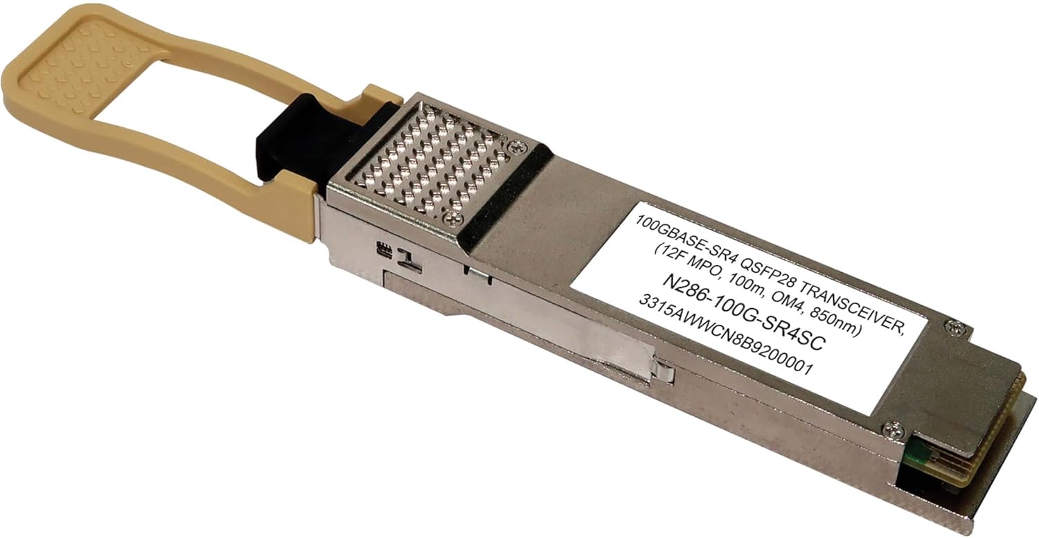 Tripp Lite Eaton Series QSFP-100G-SR4-S Cisco Compatible 100GBase-SR4 QSFP28 Transceiver Module, MTP/MPO Multimode Fiber MMF, 100 Gbps,850 nm, 328 Ft / 100 M Length, 3-Year Warranty(N286-100G-SR4SC)