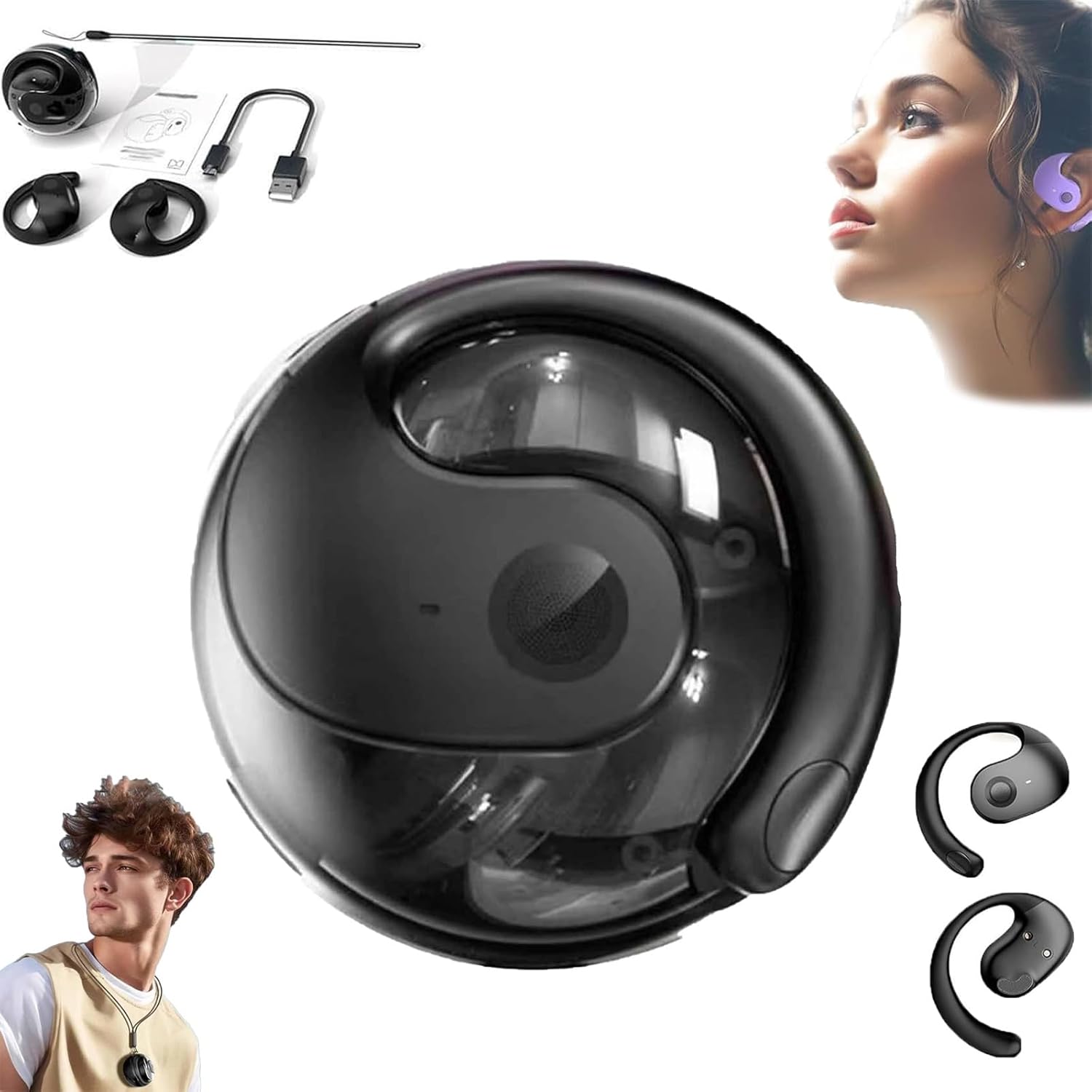 Hy-T26 Pro Language Translator, Simultaneous Interpretation Earphone, Supports Over 75 Different Languages, Translation Earbuds Real Time,Bt 5.4, HiFi Stereo Sound,High Sound Quality(Black)