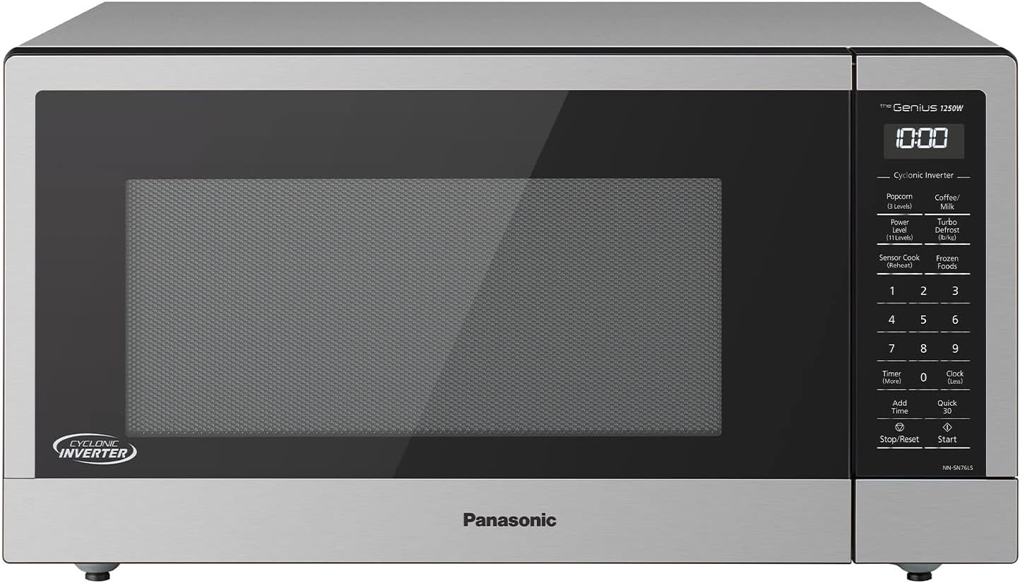 Panasonic NN-SN76LS 1.6 cu.ft Cyclonic Inverter Countertop Microwave Oven 1250Watt Power with Genius Sensor Cooking, 19.44″D x 21.88″W x 11.94″H, Stainless Steel