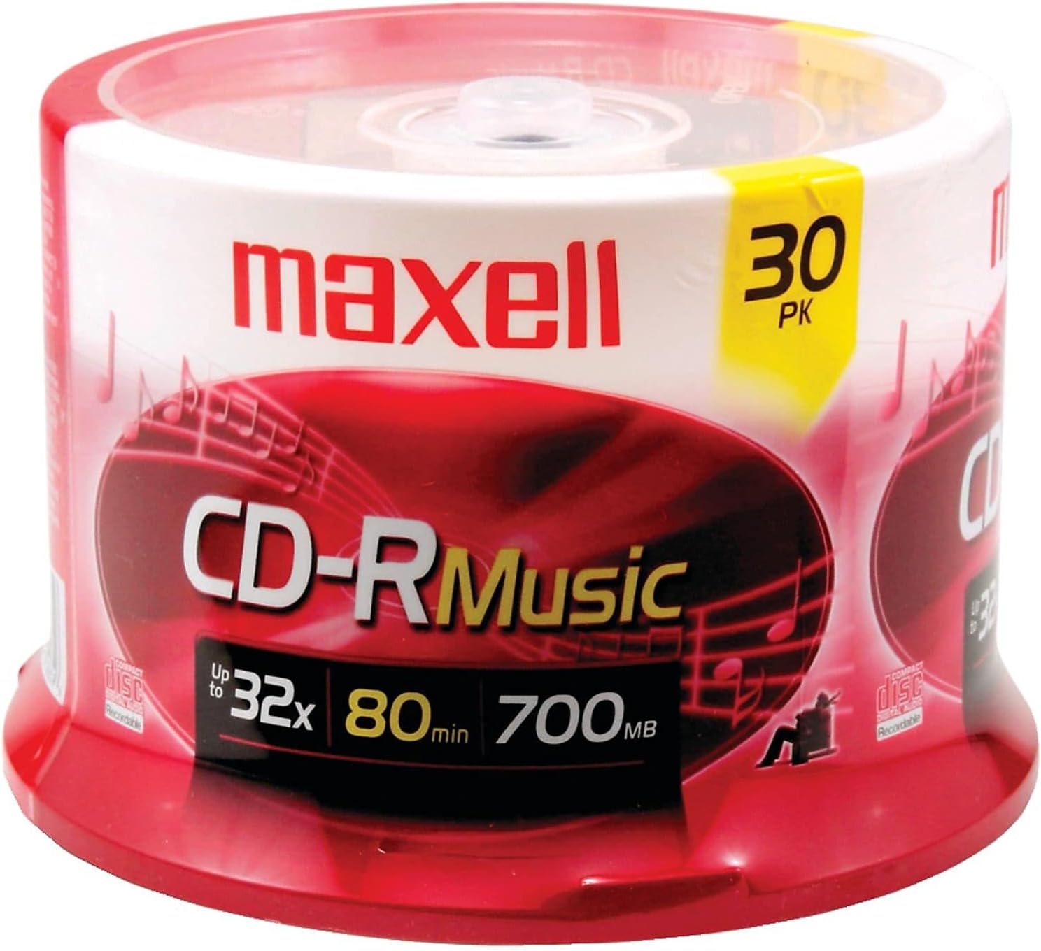 Maxell – 625335, Premium Quality Noise free Surface Playback Recordable CDs 700Mb Storage – 32x, Write Speed 80 minutes – Blank CDs, CD Storage & Reusable Spindle Case Holder – 30 Pack