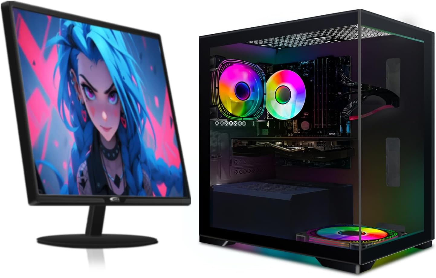 STGAubron Gaming PC Desktop, Radeon RX 580 16G,Core i7 3.4G up to 3.9G, 16G RAM, 512G SSD, 600M WiFi, BT 5.0, RGB Mouse Pad, RGB BT Sound Bar, Windows 10 Home